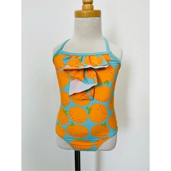 Tucker + Tate Toddler Girls 4 Orange Print 1-piece Bathing Suit BUY 2 GET 1 FREE - Picture 1 of 6